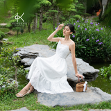  K193 Đầm maxi 2 dây đuôi cá thêu ren sóng 