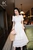  K195 Đầm linen thêu ren cổ V tay ngắn BEST SELLER 