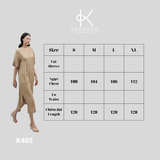  Đầm Suông Vổ Tròn, Xẻ 2 Bên, Ngắn Tay, Linen Đũi cao cấp K405 