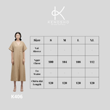  K406 Đầm đũi linen , cổ V dáng xuông xẻ trước 