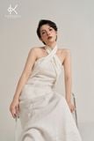  K479 Đầm linen dáng dài cổ yếm xoắn - NEW ARRIVALS 