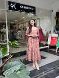  Đầm hoa chất vải ramie, mềm mại, thoáng mát, trẻ trung K671 
