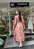  Đầm hoa chất vải ramie, mềm mại, thoáng mát, trẻ trung K671 