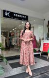  Đầm hoa chất vải ramie, mềm mại, thoáng mát, trẻ trung K671 