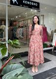  Đầm hoa chất vải ramie, mềm mại, thoáng mát, trẻ trung K671 