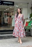  Đầm hoa chất vải ramie, mềm mại, thoáng mát, trẻ trung K671 