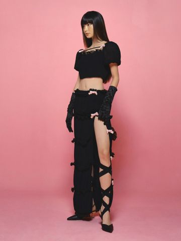  ÁO CROPTOP CHIFFON STRAING BLACK URIEL 