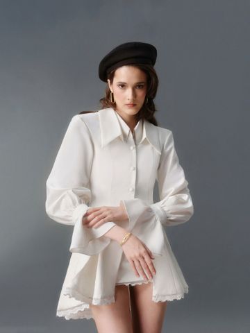  ÁO SƠ MI LINEN MULLET WHITE CREPE 