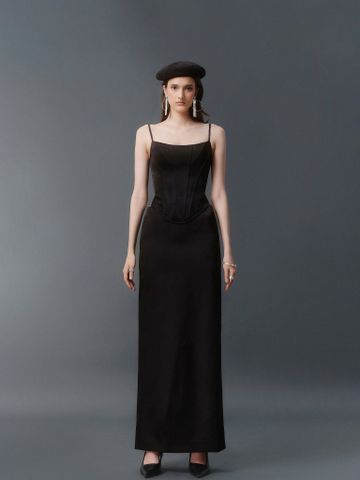  ÁO CORSET SILK SLIMFIT BLACK CROISSANT 