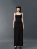  CHÂN VÁY DÀI SATIN STRAING BLACK CROISSANT 