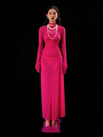  ĐẦM DÀI THUN LƯỚI SLIMFIT RUBINE RED  PISCES 