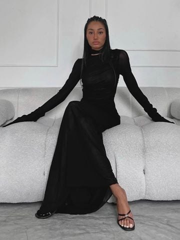  ĐẦM DÀI THUN LƯỚI SLIMFIT BLACK PISCES 