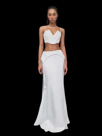  ÁO CORSET SATIN SLIMFIT WHITE VIRGO 