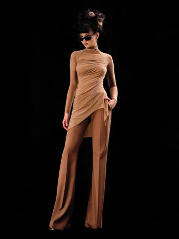  ÁO KIỂU THUN LƯỚI SLIMFIT BROWN TAURUS 