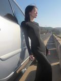  ĐẦM DÀI THUN LƯỚI SLIMFIT BLACK MERIDA 