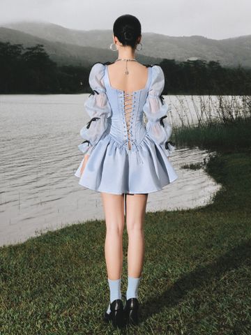  ĐẦM NGẮN SATIN CORSET LIGHTBLUE CINDERELLA 