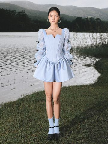  ĐẦM NGẮN SATIN CORSET LIGHTBLUE CINDERELLA 