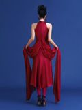  ĐẦM LỬNG SATIN STRAING RED MUNG3 