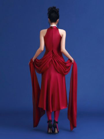  ĐẦM LỬNG SATIN STRAING RED MUNG3 