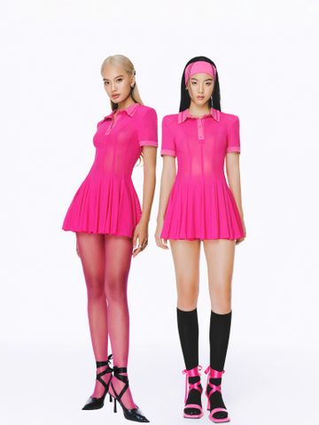  ÁO THUN LƯỚI PLEAT PINK VEERA 