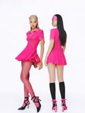  ÁO THUN LƯỚI PLEAT PINK VEERA 