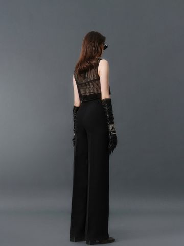  ÁO CROPTOP REN STRAING BLACK WAFFLE 