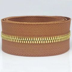 Dây Khóa Kéo/Dây Kéo Khóa Túi/Khóa Kéo Kim loại/Dây Kéo/Zipper/ Zipper Pullers Slider For Leather Bags Wallet Màu Nâu (G301) SH Răng 5 Kim Loại Bản 32mm Hợp Kim Không Gỉ Kéo Hai Chiều Phụ Kiện Làm Ba Lô Túi Xách Hàng Trung Cao Cấp - Răng Vàng