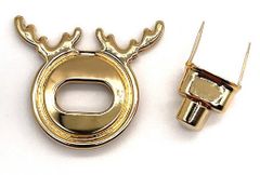 Mặt Khóa Túi Xách/Khóa Túi Xách/Phụ Kiện Khóa Kim Loại Cho Túi/Mặt Khóa Cặp-Túi-Clutch/Khóa Cài/handbag Twist Lock/Mặt Khóa Sừng Hươu JR Kích Thước 37x43mm Trọng Lượng 8G Bóng Đẹp Hợp Kim Không Gỉ Phụ Kiện Dùng Làm Túi Dòng Trung Cao - Màu Vàng