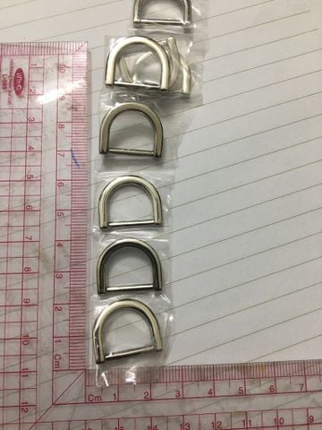 Khoen/Dring/Oring/Khoen Dring D-ring DIY handbag wallet/rectangle ring XN Hình bán nguyệt Lọt lòng 15mm Dày 2.2mm Phụ kiện làm balo túi xách - Màu Bạc