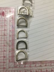 Khoen/Dring/Oring/Khoen Dring D-ring DIY handbag wallet/rectangle ring XN Hình bán nguyệt Lọt lòng 15mm Dày 2.2mm Phụ kiện làm balo túi xách - Màu Bạc