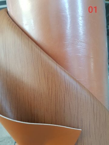 DA PVC/PU 01 Vân Kẻ Gỗ YC Dày 2.5mm Khổ 1.37 Dùng  Làm Giày Dép Ba Lô Túi Xách Chống Thấm Nước Chống Xước Tốt - Màu Nâu Nhạt