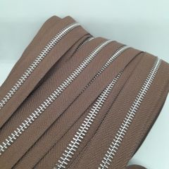 Dây Khóa Kéo/Dây Kéo Khóa Túi/Khóa Kéo Kim loại/Dây Kéo/Zipper/ Zipper Pullers Slider For Leather Bags Wallet Màu Nâu (G301) SH Răng 5 Kim Loại Bản 32mm Hợp Kim Không Gỉ Kéo Hai Chiều Phụ Kiện Làm Ba Lô Túi Xách Hàng Trung Cao Cấp - Răng Trắng