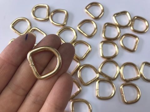 Khoen/Dring/Oring/Khoen Dring D-ring DIY handbag wallet/rectangle ring FS Hình bán nguyệt Lọt lòng 15mm Hàng bán ký Phụ kiện làm balo túi xách Phân khúc Phổ thông - Màu Vàng 18K