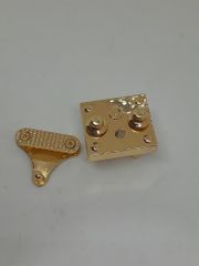 Mặt Khóa Túi Xách/Khóa Túi Xách/Phụ Kiện Khóa Kim Loại Cho Túi/Mặt Khóa Clutch/Khóa Cài/handbag Twist Lock/Mặt Khóa Chữ Nhật Có 2 Nút Tròn To Và 6 Nút Tròn Nhỏ 2 Bên JR Kích Thước 32x42mm Nặng 25g Bóng Đẹp Hợp Kim Phụ Kiện Làm Túi - Màu Vàng