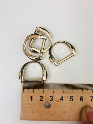 Khoen/Dring/Oring/Khoen Dring D-ring DIY handbag wallet/rectangle ring WL Hình bán nguyệt Hai bên cạnh dày lọt lòng 18mm Phụ kiện làm balo túi xách Phân khúc Cao cấp - Màu Vàng 18K