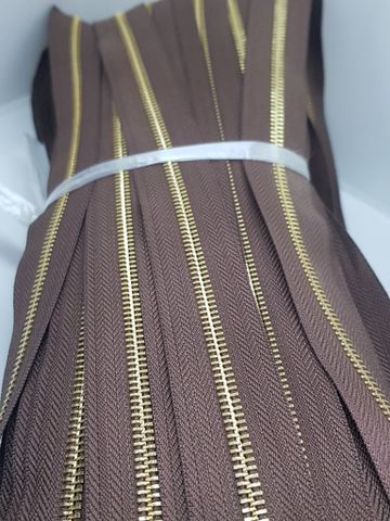 Dây Khóa Kéo/Dây Kéo Khóa Túi/Khóa Kéo Kim loại/Dây Kéo/Zipper/ Zipper Pullers Slider For Leather Bags Wallet Màu Nâu (G301) SH Răng 5 Kim Loại Bản 32mm Hợp Kim Không Gỉ Kéo Hai Chiều Phụ Kiện Làm Ba Lô Túi Xách Hàng Trung Cao Cấp - Răng Vàng