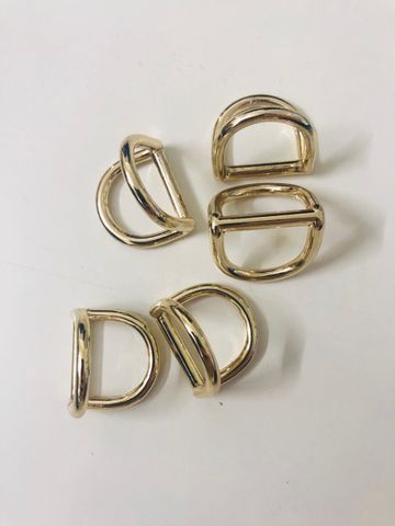 Khoen/Dring/Oring/Khoen Dring D-ring DIY handbag wallet/rectangle ring/Khoen Đôi WL Hình bán nguyệt  Lọt lòng 20mm Phụ kiện làm balo túi xách Phân khúc Cao cấp - Màu Vàng nhạt