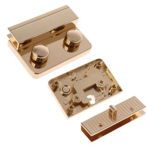 Mặt Khóa Túi Xách/Khóa Túi Xách/Khóa Túi/Phụ Kiện Khóa Kim Loại Cho Túi/Mặt Khóa Cặp-Túi-Clutch/Khóa Cài/handbag Twist Lock/Mặt Khóa Túi FS 2 Nút Tròn Kích Thước 43mm Bóng Đẹp Hợp Kim Không Gỉ Phụ Kiện Làm Túi Xách Phân Khúc Trung Cao Cấp - Vàng 18K