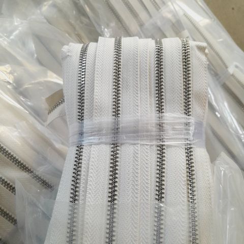 Dây Khóa Kéo/Dây Kéo Khóa Túi/Khóa Kéo Kim loại/Dây Kéo/Zipper/ Zipper Pullers Slider For Leather Bags Wallet Màu Trắng (G102) SH Răng 5 Kim Loại Bản 32mm Hợp Kim Không Gỉ Kéo Hai Chiều Phụ Kiện Làm Ba Lô Túi Xách Hàng Phổ Thông - Răng Trắng