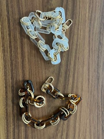 Dây xích metal shoulder strap iron chain belt for bag/ Golden Metal Chains For Purse Strap Chain with Clasp/Xích Fs Mã Lão Dài 45Cm Có Móc Chó 2 Đầu-Màu Nâu