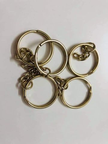 Khoen/D Ring Tròn FS Móc Chìa Khoá Kèm 3 Mắt Xích Con - Màu Vàng 18K