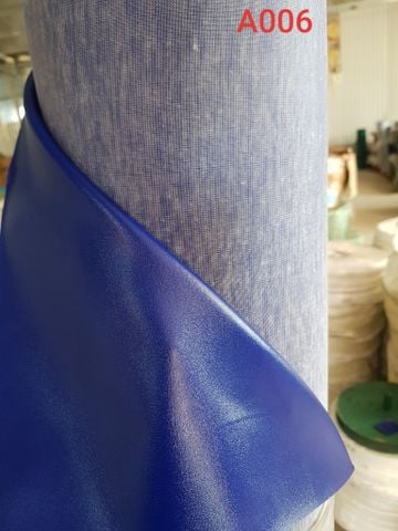 Da PVC/PU A006 Vân Nappa YC Dày 0.6mm Khổ 1.37m Dùng Làm Giày Dép Ba Lô Túi Xách Chống Thấm Nước Chống Xước Tốt - Màu Xanh Dương