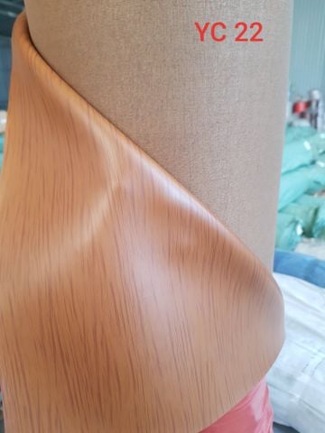 Da PVC/PU YC22 Vân Kẻ Gỗ YC Dày 1.2mm Khổ1.37m Dùng Làm Giày Dép Ba Lô Túi Xách Chống Thấm Nước Chống Xước Tốt - Màu Nâu