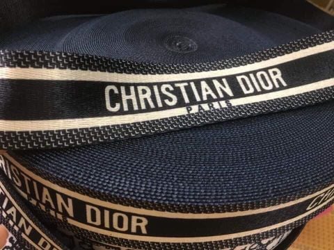 Dây Đai Dior Đen Trắng 38mm dệt xương cá bóng đẹp dùng làm giày dép túi xách phụ kiện thú cưng phụ kiện phòng tập thể thao