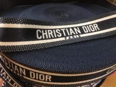 Dây Đai Dior Đen Trắng 38mm dệt xương cá bóng đẹp dùng làm giày dép túi xách phụ kiện thú cưng phụ kiện phòng tập thể thao