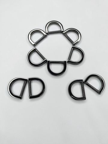 Khoen/Dring/Oring/Khoen Dring D-ring DIY handbag wallet/rectangle ring FS Hình bán nguyệt dẹt Lọt lòng 15mm Trọng lượng 4g Hàng bóng đẹp Phụ kiện làm balo túi xách Phân khúc Trung cao cấp - Màu Hun Đen