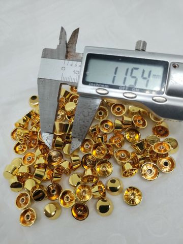 Đính đáy/Chân đế FS Hình trụ Kích thước 6x12mm Bắt vít Phụ kiện làm túi xách (Trong set kelly) - Màu Vàng 24K