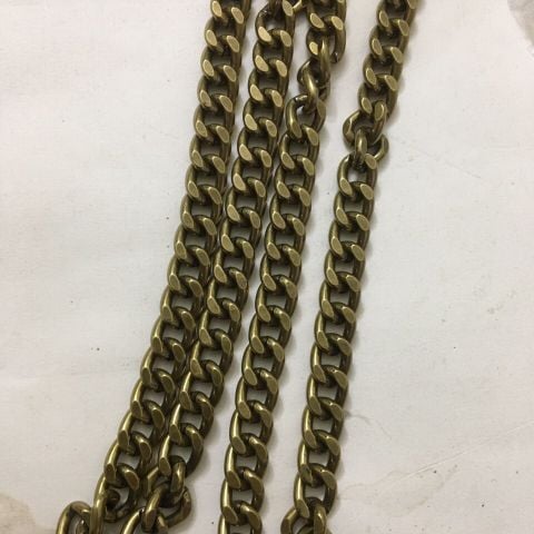 Dây xích metal shoulder strap iron chain belt for bag/ Golden Metal Chains For Purse Strap Chain with Clasp/ Xích 10Mm-Màu Đồng Giả Cổ-Nhẹ Xích Nhôm