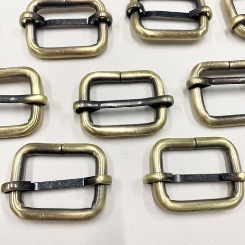 Khoen Tăng giảm/Khoen Chỉnh dây/Tăng giảm/Cầu ngang Tri-Glide Slide For Bag Straps, Rifle Slings, DogCollars/Adjustable Slide Buckles/ Tri Glide FS Hình Chữ Nhật Lọt Lòng 25mm Dày 4.5mm Sắt Mạ Phụ Kiện Làm Balo Túi Xách - Màu Đồng Cổ