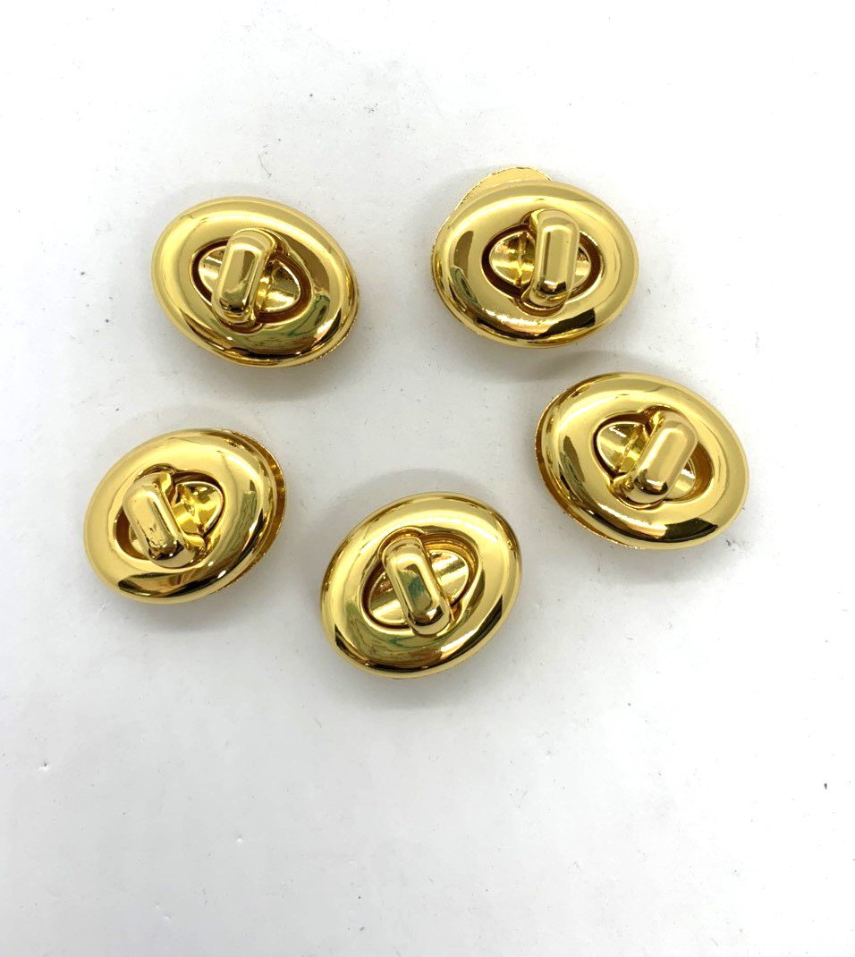 Mặt Khóa Túi Xách/Khóa Túi Xách/Khóa Túi/Phụ Kiện Khóa Kim Loại Cho Túi/Mặt Khóa Cặp-Túi-Clutch/Khóa Cài/handbag Twist Lock/Mặt Khoá WL Hình Qủa Trứng Kích Thước 32mm Mạ Bóng Đẹp Hợp Kim Không Gỉ Phụ Kiện Làm Túi Xách Phân Khúc Cao Cấp - Màu Vàng 24K